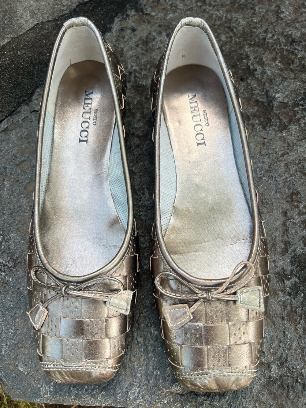 Sesto Meucci Metallic Bronze Woven Ballet Flats
